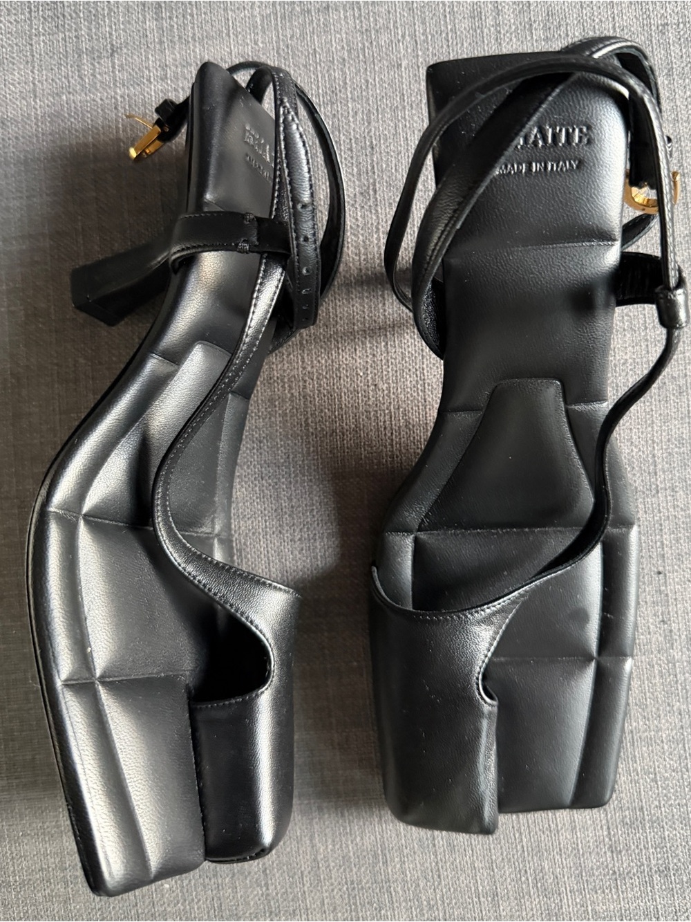 KHAITE Black Square-Toe Strappy Sandals SIZE 36 - Picture 2 of 12